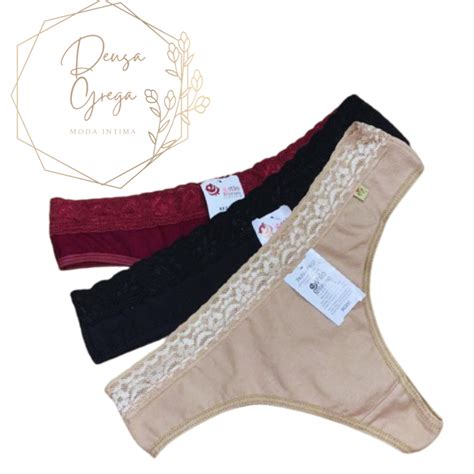 KIT Calcinha de Algodão Feminina Forro Sensual Lingerie Fio