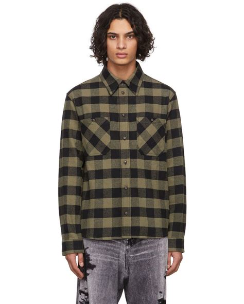 Off White C O Virgil Abloh Green And Black Arrow Flannel Shirt For Men Lyst