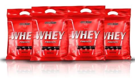 Combo 4x Nutri Whey Isolado 907g Refil Integral Medica Sabor Morango