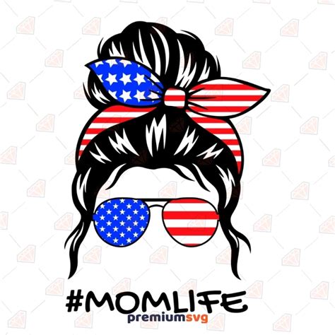 Messy Bun 4th Of July Svg Cut File American Messy Bun Svg Premiumsvg