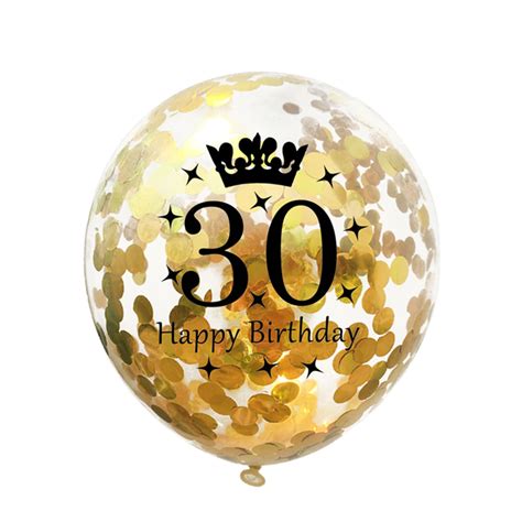 5er Set Ø30cm Party Deko Ballons 30 Gold Transparent