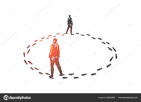 Vicious Circle Routine Concept Sketch Hand Drawn Isolated Vector