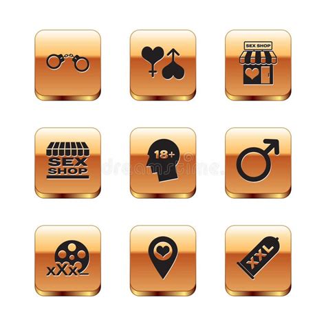 Set Handcuffs Film Reel With Sex Location Heart Head Plus Shop Building Condom Safe Sex