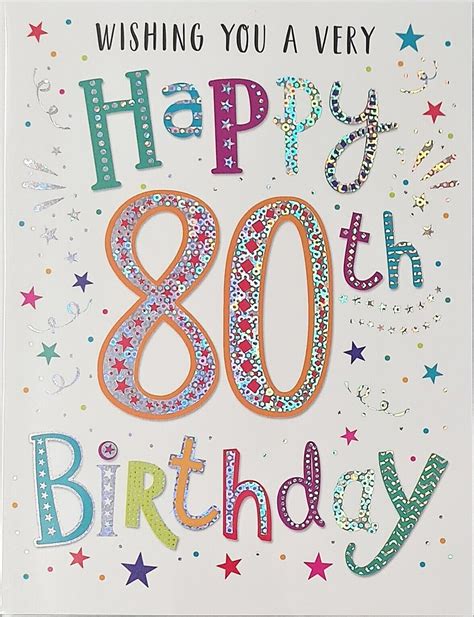 Happy 80th Birthday Card 80 Today Fun Colourful For Him Or Her Male Female 5053349806470