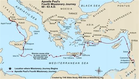 Large Map Of Apostle Pauls Fourth Missionary Journey Journey Mapping