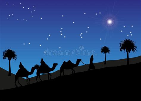 Wise Men Following The Star To Bethlehem Stock Vector Illustration Of