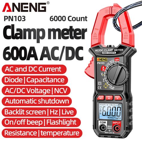 ANENG PN103 Digital Clamp Meter 600A AC DC Current Tester Professional