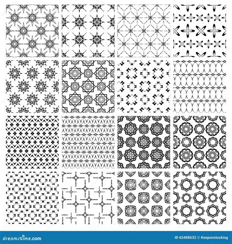 Big Set Of Seamless Simple Black And White Patterns Stock Vector