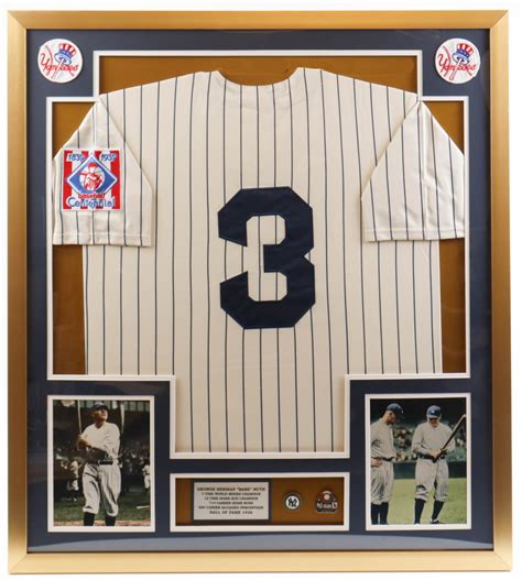 Babe Ruth Custom Framed Jersey Display With Yankees Pins Pristine Auction