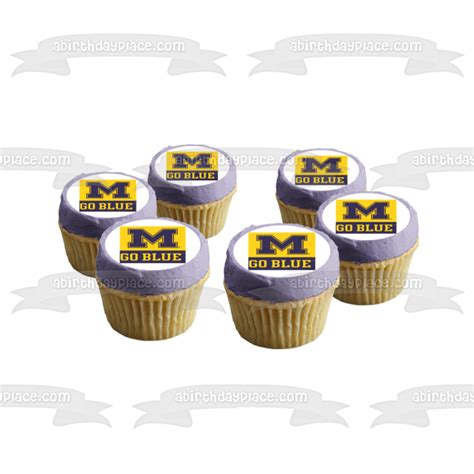University Of Michigan Go Blue Athletics Logo Edible Cake Topper Image