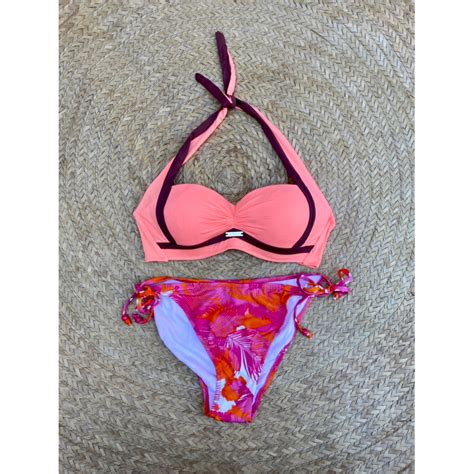 Orange Pink Bikini Swimsuit Xl Shopee Philippines