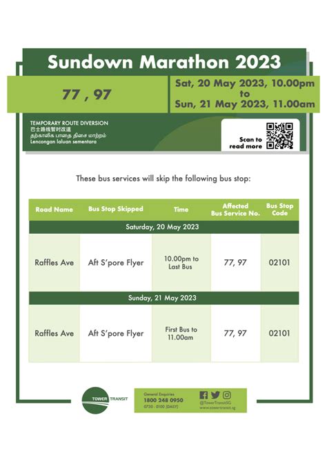 Tower Transit Temporary Route Diversion Poster For Sundown Marathon