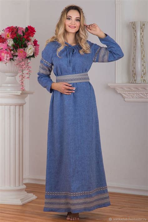 Платье льняное Льняной дождь русское купить в интернет-магазине Ярмарка ...