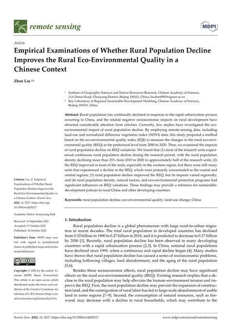 PDF Empirical Examinations Of Whether Rural Population Decline