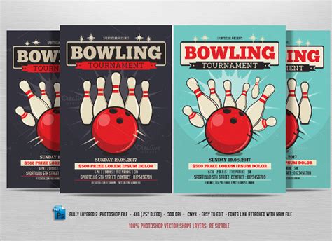 Free Bowling Flyer Templates In Eps Psd Publisher Indesign