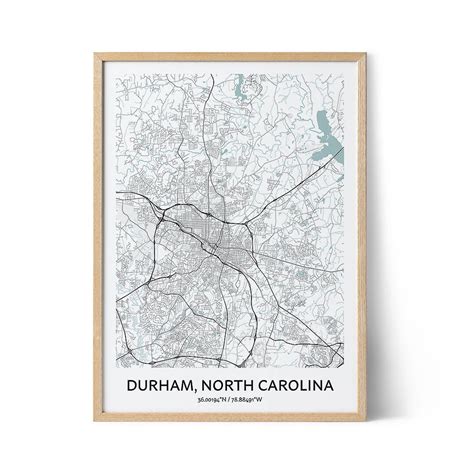 Durham North Carolina Map Poster - Your City Map Art - Positive Prints