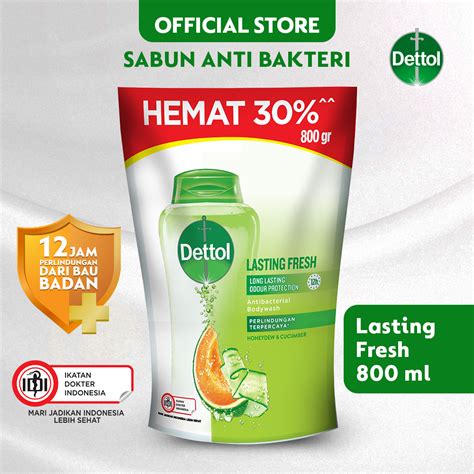 Promo Dettol Sabun Mandi Cair Lasting Fresh Jumbo Anti Bakteri 800 G