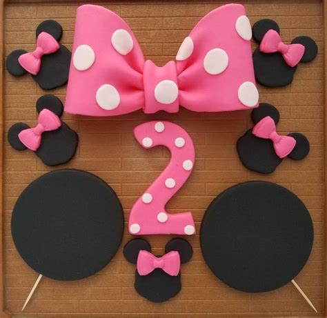 Edible Fondant Bow And Ears Cake Topper Hot Pink Etsy Fondant Bow