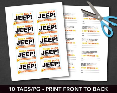 Duck Duck Jeep Tags Editable and Printable Template | Etsy