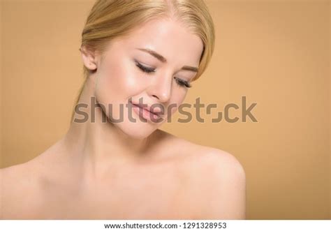 Beautiful Smiling Naked Blonde Girl Looking Stock Photo Shutterstock