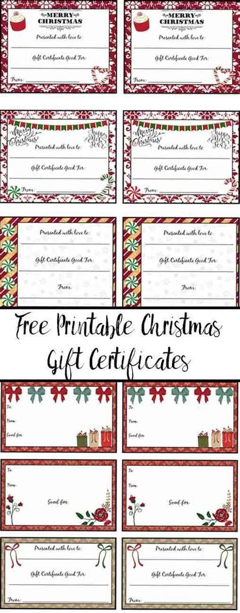 Free Printable Christmas T Certificates 7 Designs Christmas T