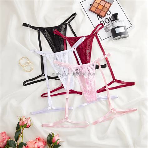 Wholesale Thin Belt Lace Lingerie Sexy G String With Leg Loop Low Rise Hot Girl Thongs Panties