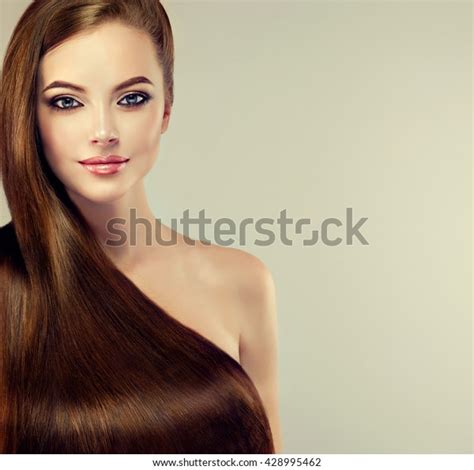 Beautiful Brunette Girl Long Straight Smooth Stock Photo 428995462 Shutterstock