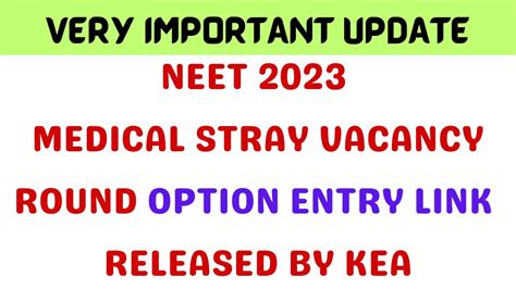 NEET 2023 Medical Stray Vacancy Round Option Entry Link Released