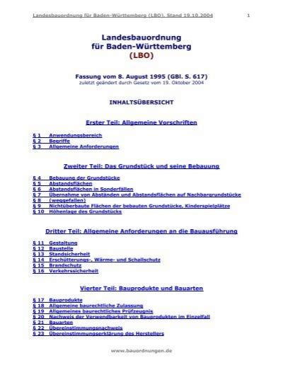 Landesbauordnung für Baden Württemberg LBO