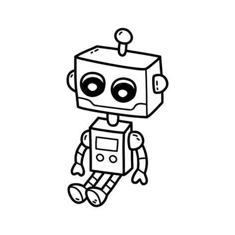 Страница раскраски с роботом-каракулем | Премиум векторы