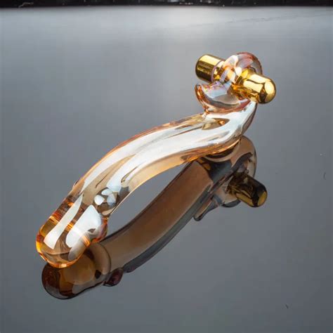 Graceful Curve Golden Glass Dildo Vibrator Fake Penis Anal Butt Plug Sexy Toys Beauty Vibrating