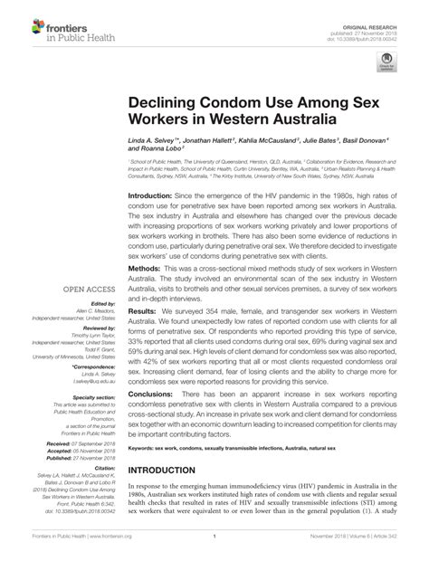 PDF Declining Condom Use Among Sex Workers In Western Australia