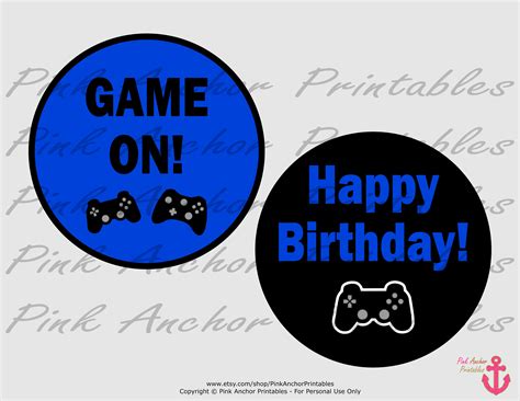 Printable Gamer Centerpieces Boy 8th Birthday Blue And Black Etsy