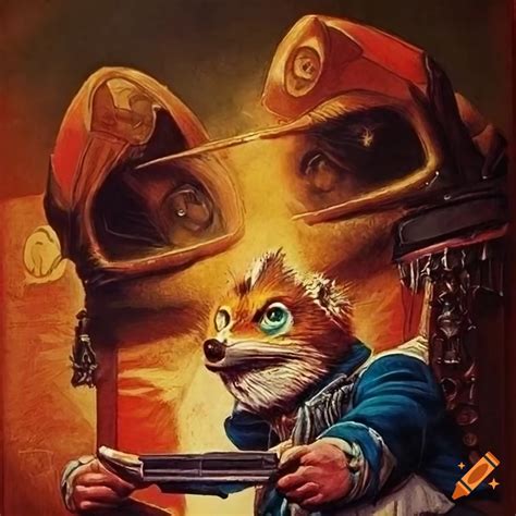 Intricate Details Of A Vintage Star Fox Poster Inspired By James Gurney