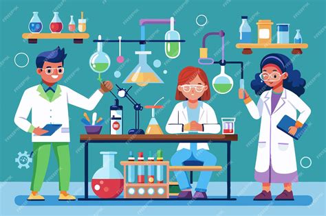 premium vector chemistry lab experimenting  chemical reactions
