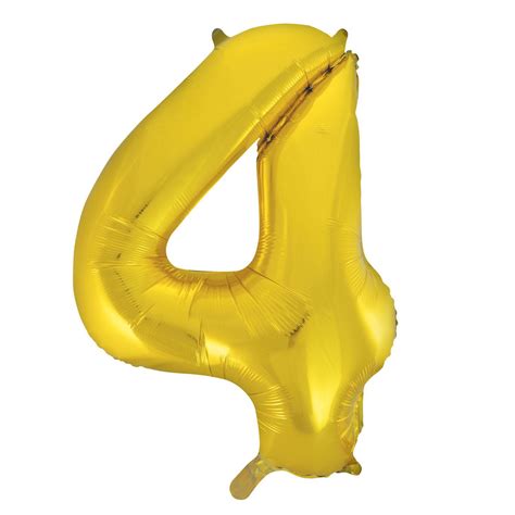 Number 4 Gold Foil Balloon 86cm Party Savers