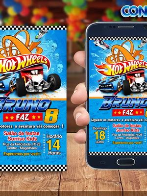 Convite Digital Hot Wheels Compre Produtos Personalizados No Elo