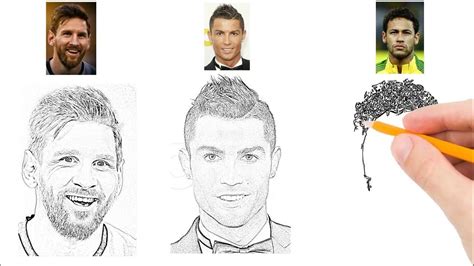 Sketching Cristiano Ronaldo Lionel Messi And Neymar Through App