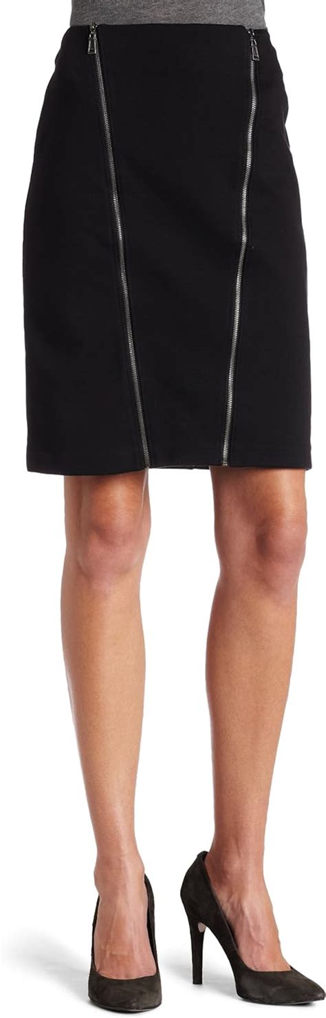 Mac Jac Women S Zipper Front Ponte Skirt Black At Amazon Womens