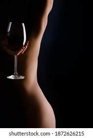 Caucasian Naked Model Holds Wineglass Red Stock Photo Shutterstock