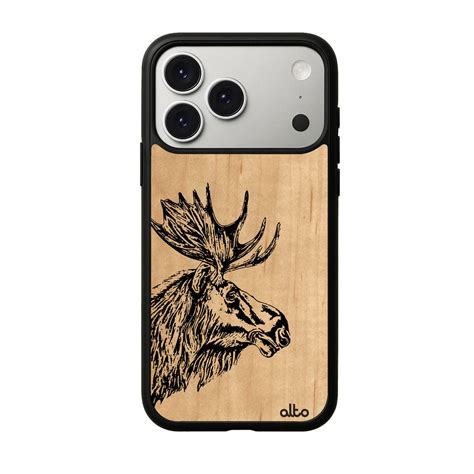 Moose Design | Maple Carved Wood Case | iPhone 17, 16, 15 | Alto Collective