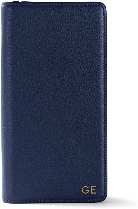 Leatherology Navy Blue Travel Zip Organizer Wallet Passport Holder Rfid Available