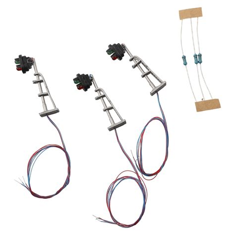 3pcs N Scale Model Railroad Track Signals with 2-LED Green Red Lights
