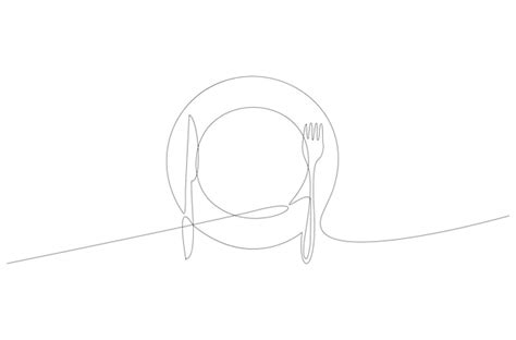 Premium Vector Continuous Line Drawing Of Cutlery Set Vector