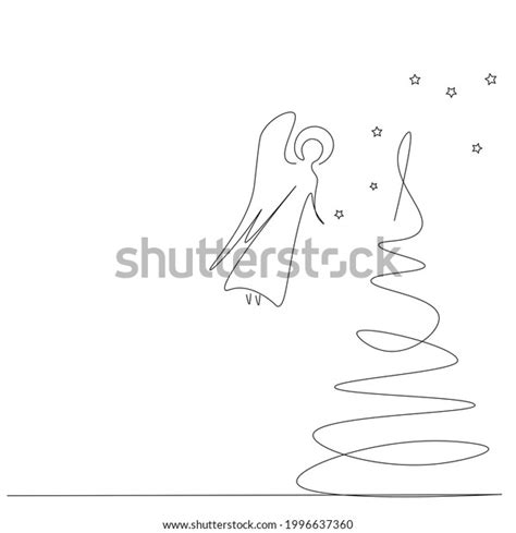 Christmas Angel Silhouette On White Background Stock Vector Royalty