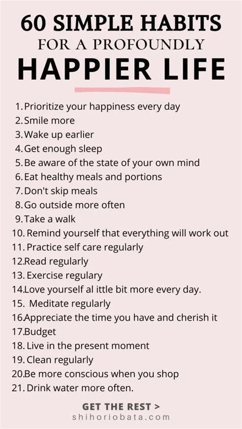 60 Simple Habits For A Profoundly Happier Life Happy Life How To