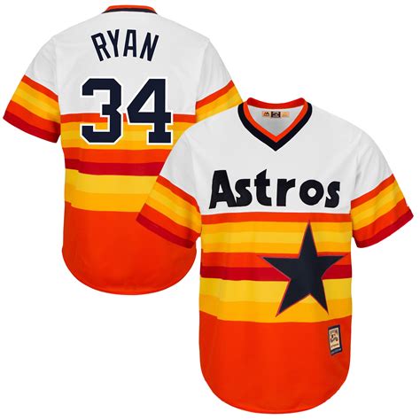 Majestic Nolan Ryan Houston Astros Orange Cool Base Cooperstown