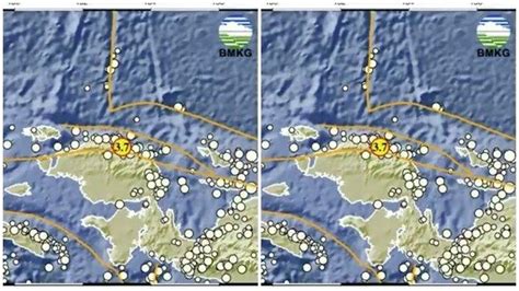 Baru Saja Pusat Gempa Magnitudo 3 7 Di Barat Laut Pegunungan Arfak