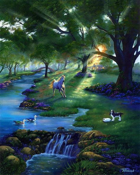 River Life Landscape Beautiful Scenery Oil Canvas Painting - Social Art ...