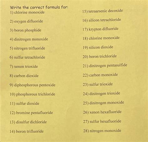 Solved Write the correct formula for: 1) chlorine monoxide | Chegg.com